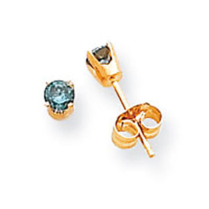 Blue Diamond 1/4 Carat Stud Earrings Yellow Gold