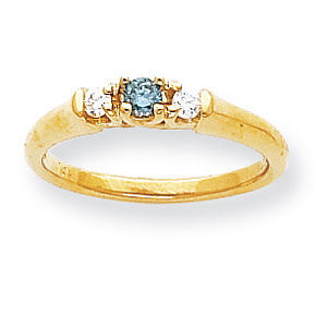 Elegant Blue Diamond Three Stone Ring Yellow Gold