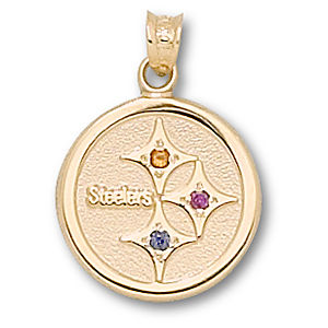 14k Yellow Gold Pittsburgh Steelers 3 Stone Charm