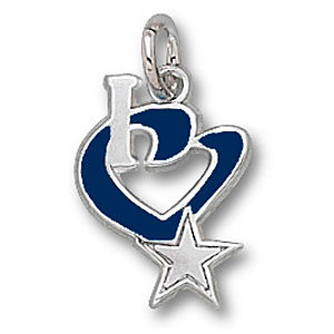 Sterling Silver Dallas Cowboys I Heart Star Logo Charm