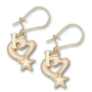 Gold Plated I Heart Star Cowboys Dangle Earrings