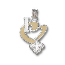 Sterling Silver Enameled I Heart Saints Logo Charm