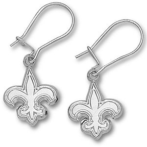 Sterling Silver New Orleans Saints Logo Earrings