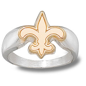10k Two-tone Gold New Orleans Saints Logo Ring for Men