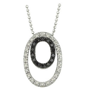 Double Oval Black Diamond Pendant
