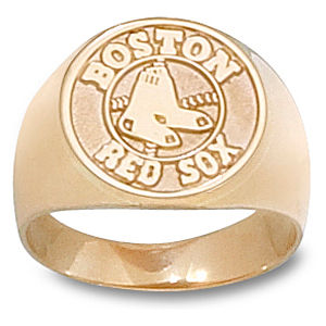 14k Yellow Gold Handsome Boston Red Sox Gents Ring