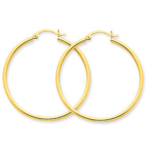 Stunning 14k Yellow Gold 2mm Endless Hoop Earrings