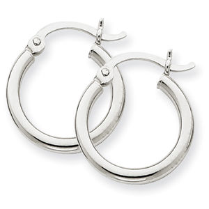 2mm 14k White Gold Round Hoop Earrings