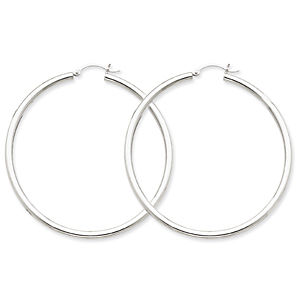 Elegant 14k White Gold Lightweight Hoop Earrings