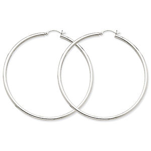 Exquisite 14k White Gold Lightweight Hoop Earrings