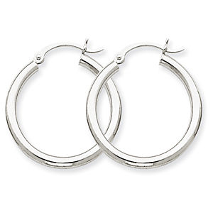 Dazzling 14k White Gold LIghtweight Hoop Earrings
