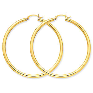 Fashionable 14k Yellow Gold Light Tube Hoops