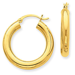Elegant 14k Yellow Gold Round Hoop Earrings