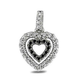 Black and White Diamond Heart Pendant