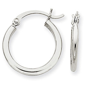 2mm Round Hoop Earrings in 14k White Gold