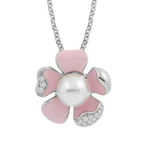 Belle Etoile Pearl Collection Daisy Pink Pendant