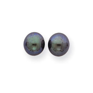 14k 7.5-8mm Black Round Cultured Pearl Stud Earrings