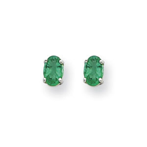 14k White Gold Emerald Earrings