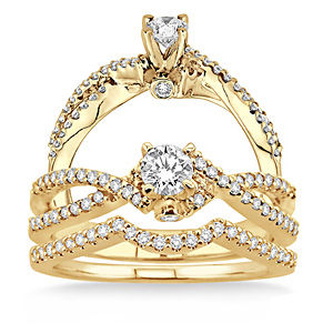 14k Yellow Gold 5/8 Carat Wedding Set