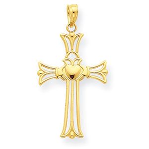 14k Claddagh Cross Pendant