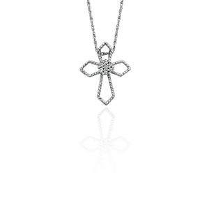 Diamond Fashion Cross Pendant in 10k White Gold