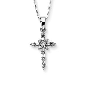 1/4 Carat Diamond Cross Pendant 14k White Gold