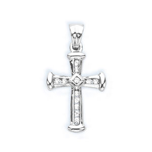 1/4 Carat Diamond Cross Pendant 10k White gold
