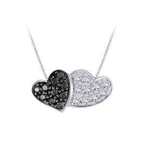 Black and White Diamond Heart Pendant