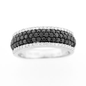 Black Diamond Anniversary Band in 14k White Gold