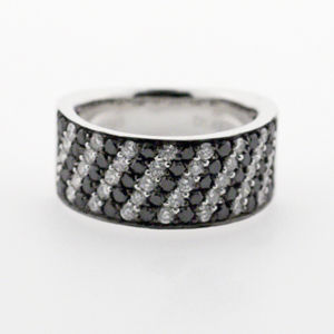Black and White Diamond Anniversary Band in 14k WG