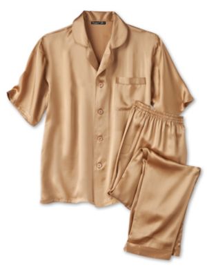 Buy mens silk sleepwear - Toffee Short Sleeve Silk Pajama Size: M