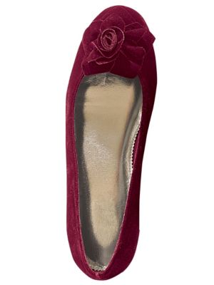 Microsuede Flower Flats