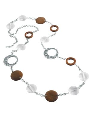 Long Wood Disc Necklace