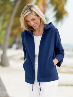 &lsquo;Captiva&rsquo; Zip-Front Roll-Sleeve Jacket