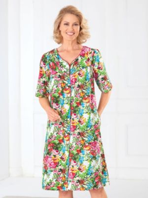 Floral-Print Cotton Duster