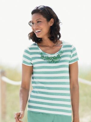 Embellished Striped Tee by Ruby Rd.