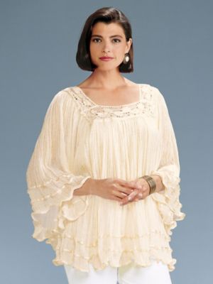 Vicki Wayne® Crinkled-Cotton Top