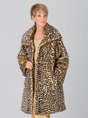 Vicki Wayne® Faux-Leopard Fur Pants Coat