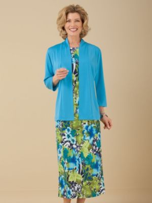 Floral-Print Knit Jacket Dress from Signature Collection by Vicki Wayne®