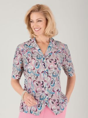 Weskit-hem print blouse by Vicki Wayne®