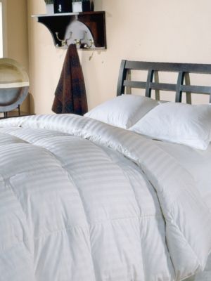 350 Thread Count Damask Stripe White Down Comforter