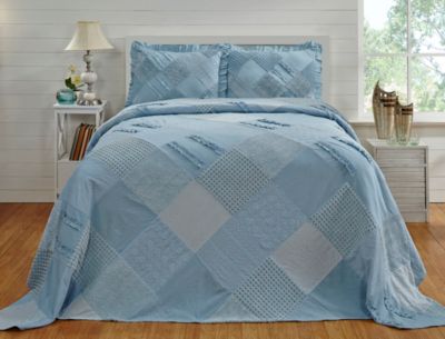 Ruffled Chenille Patchwork Bedspread