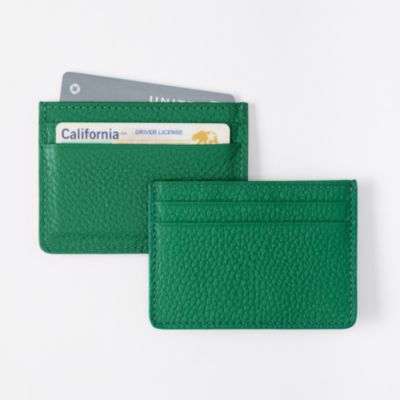 Leather Card Case, Kelly Green - Personalized with "KJV" in gold