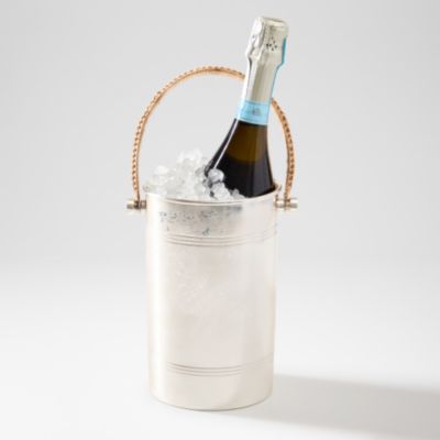Custom Silver and Rattan Wine Chiller
