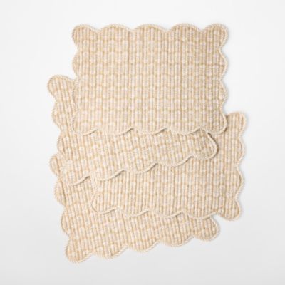 Scalloped Block Print Placemats, Set of 4