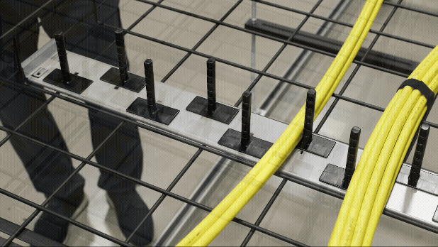Fiber optic cable placed in cable organizer
