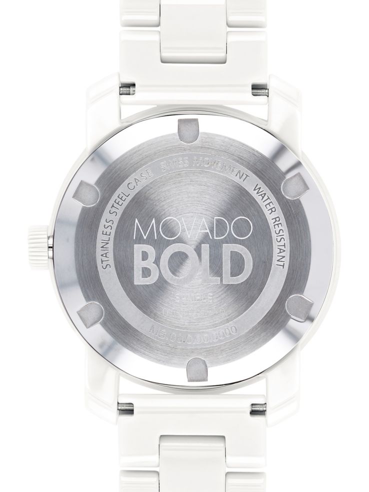 Movado Bold Swiss Quartz White Ceramic Bracelet Watch