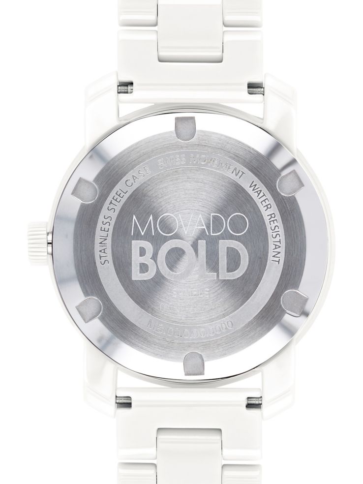 Movado Bold Swiss Quartz White Ceramic Bracelet Watch