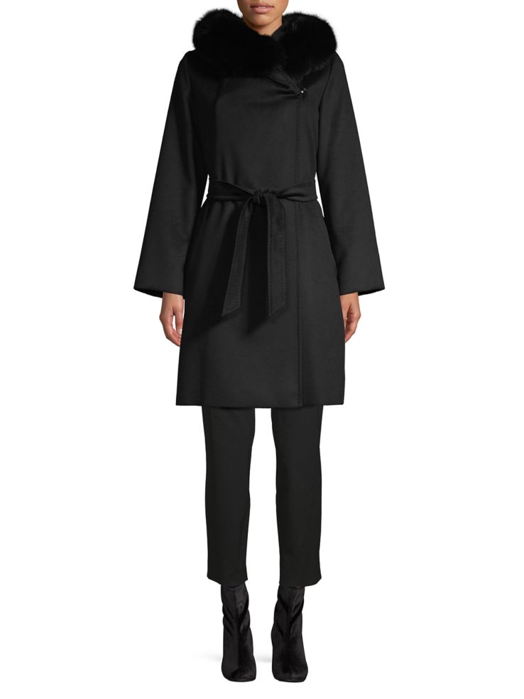 Max Mara Studio Fox Fur Trimmed Hooded Coat Lordandtaylor Com