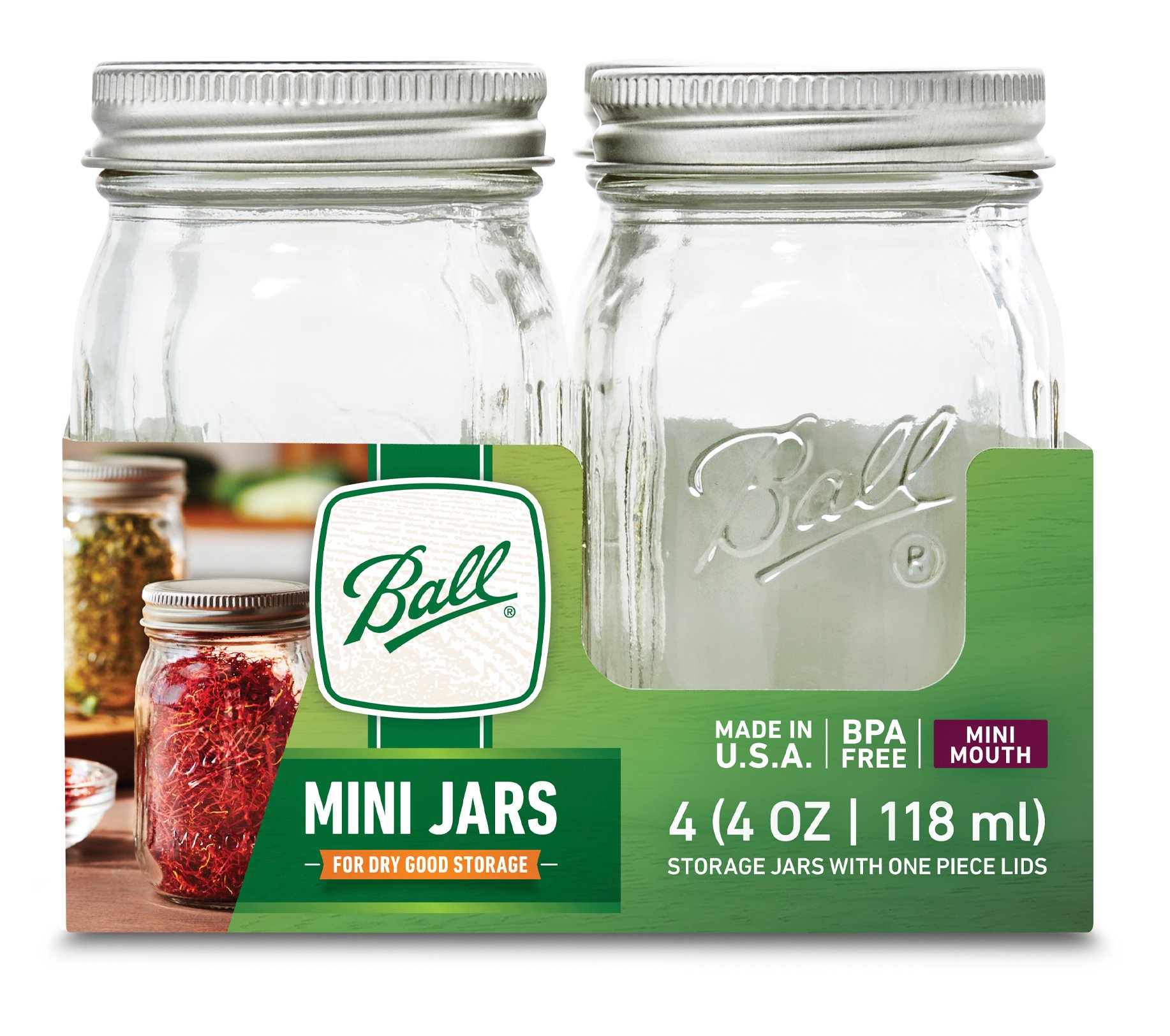 Balsacircle 4 Clear 4 oz Glass Mason Mini Jars